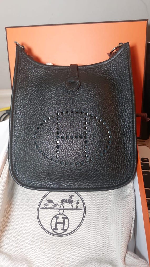Hermes Evelyne 16 Bag Taurillon Clemence Leather Black Strap Full Set with Box Dustbag