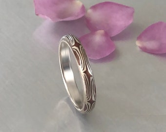 Mokume gane Thin ring, Perfect for Wedding Band or Everyday