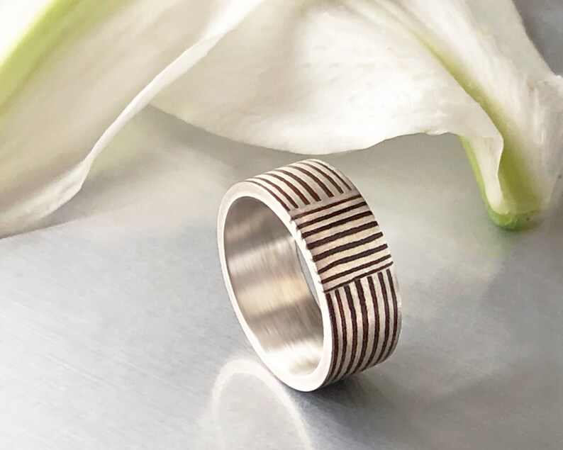 Striped band Striped 5-6 mm size 7,8 Mokume Gane Ring image 2