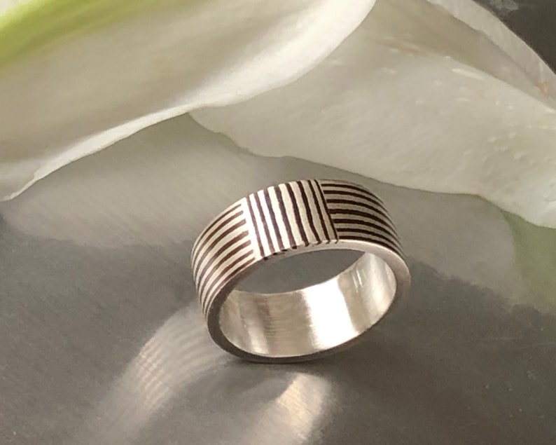 Striped band Striped 5-6 mm size 7,8 Mokume Gane Ring image 7