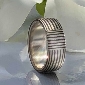 Striped band Striped 5-6 mm size 7,8 Mokume Gane Ring image 4