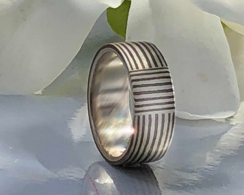 Striped band Striped 5-6 mm size 7,8 Mokume Gane Ring image 4