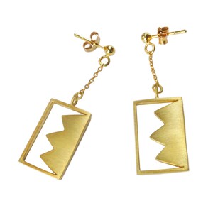 Drop Mountain  Gold Plated Sterling Silver Earrings