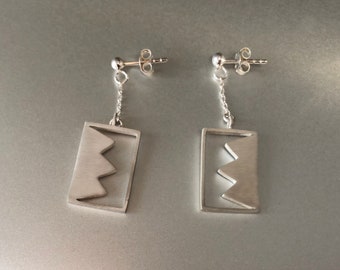 Zig Zag Drop Earrings in Gold over Sterling Silver or Silver