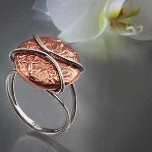 Textured Ring Rose gold over Sterling Silver