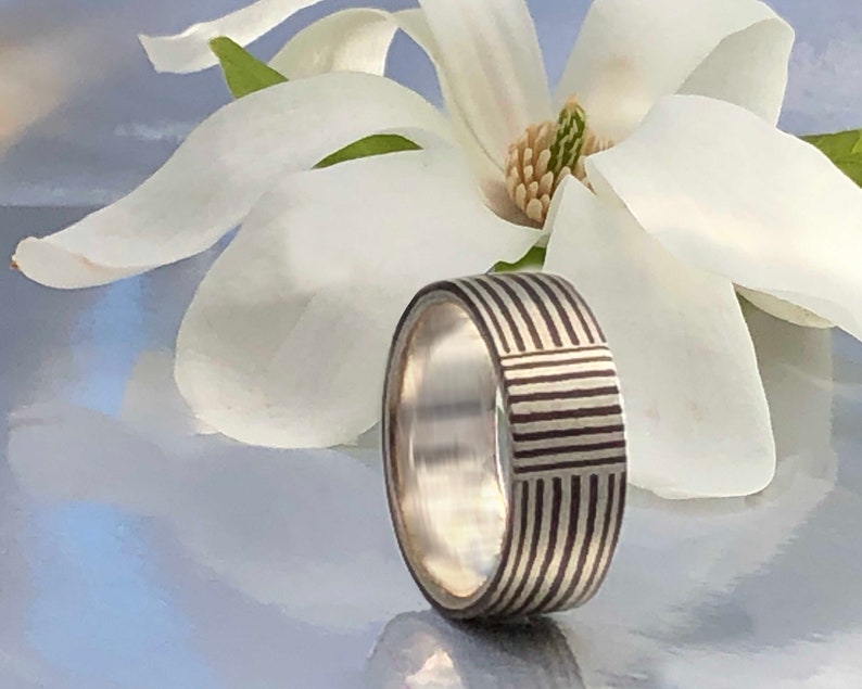 Striped band Striped 5-6 mm size 7,8 Mokume Gane Ring image 3