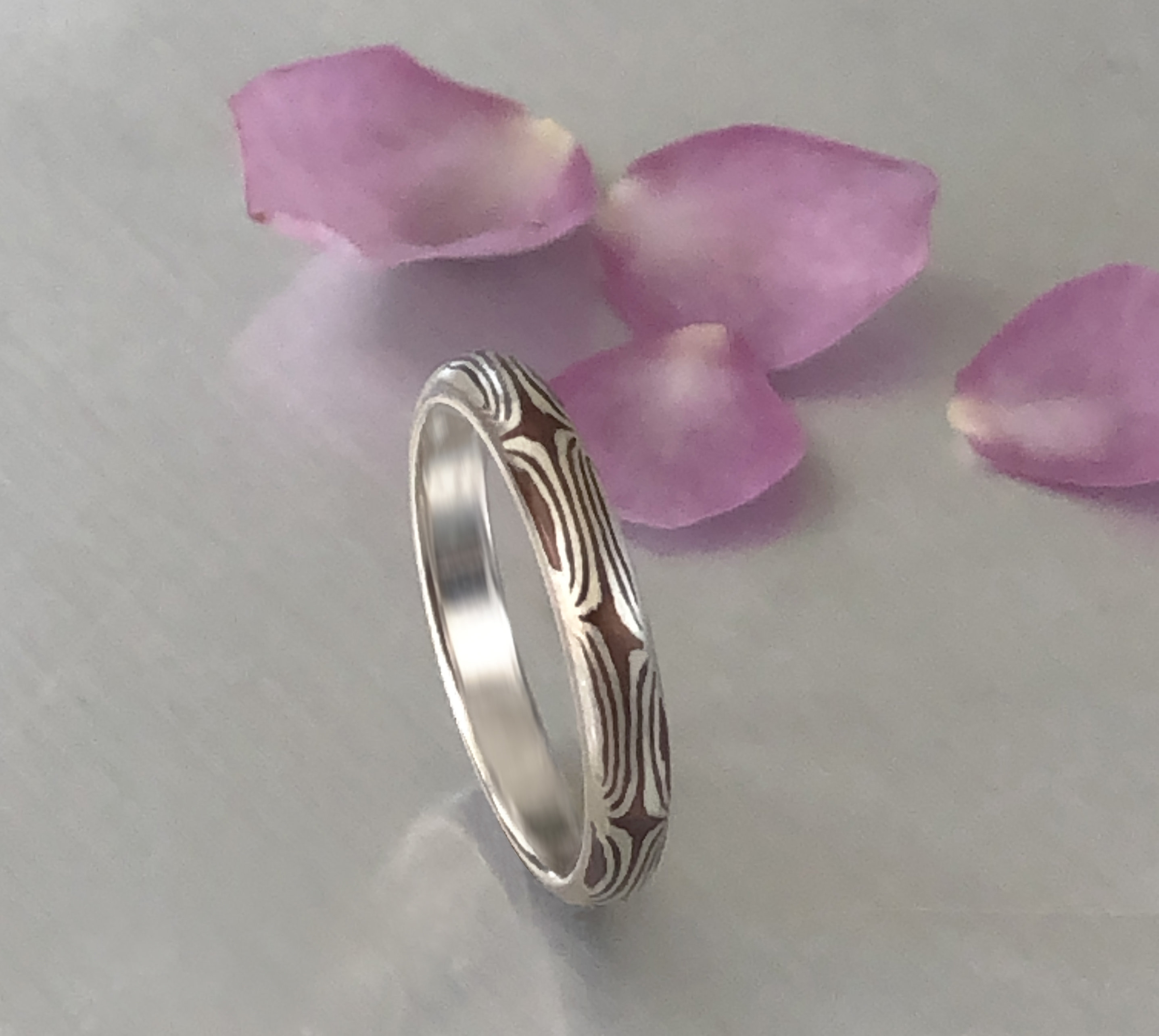 Mokume gane Thin ring, Perfect for Wedding Band or Everyday