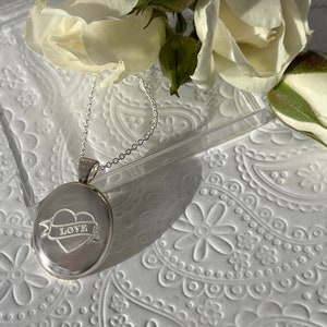 Sterling Silver Locket &quot;Tattoo Heart&quot;  with  Silver chain