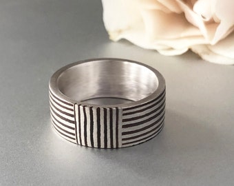 Mokume Striped Band Ring- Size 9