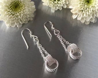 Hanging Oval Rope  Sterling Silver Drop Earrings