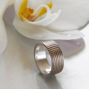 Striped band Striped 5-6 mm size 7,8 Mokume Gane Ring image 1