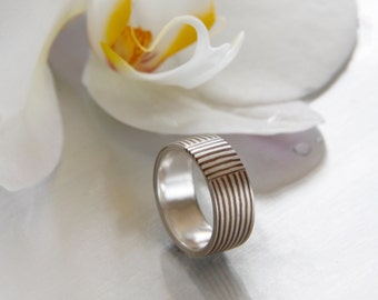 Striped band  Striped 5-6 mm size 7,8  Mokume Gane Ring