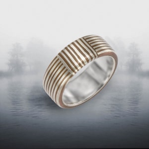 Striped band Striped 5-6 mm size 7,8 Mokume Gane Ring image 6