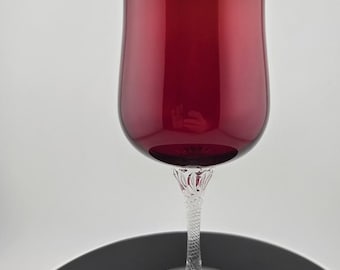 Saturn Red Vintage Hand Blown Wine Glasses – Clear Twisted Stem by Colony