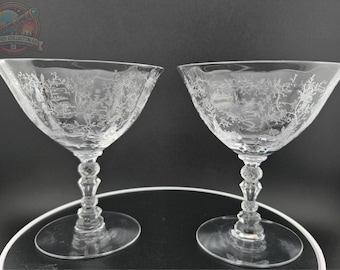 Stunning Fostoria Chintz Crystal Sherbet Glasses - Etched Design