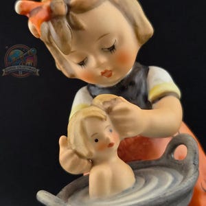 Vintage Goebel Hummel Figurine &quot;Doll Bath&quot; (#319) – West Germany – Hand-Painted Collectible