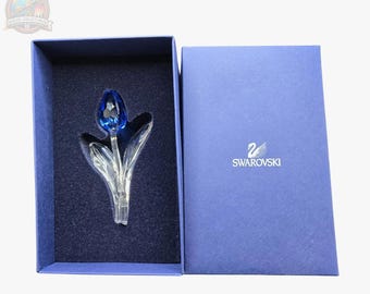 Retired Swarovski Blue Tulip Crystal - Exclusive SCS Member Award with Box