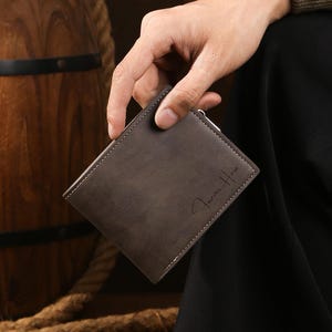 Carteira de couro personalizada para pai, carteira com foto personalizada, carteira masculina gravada, carteira com monograma, carteira para papai, presentes de primeiro dia dos pais, presente para marido