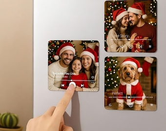 Custom Music Fridge Magnet, Play Whole Song Music Box, Personalized Refrigerator Magnet with Photo, Anniversary Gift, Christmas Gift for Him