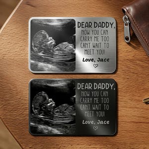 Benutzerdefinierte Metall Ultraschall Foto Brieftasche Karte, Sonogramm Brieftasche Einsatz, 1. Vatertag für Ehemann, New Dad Geschenk
