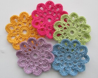 Small Crochet Doilies, Embellishments, Variety  - set of 5