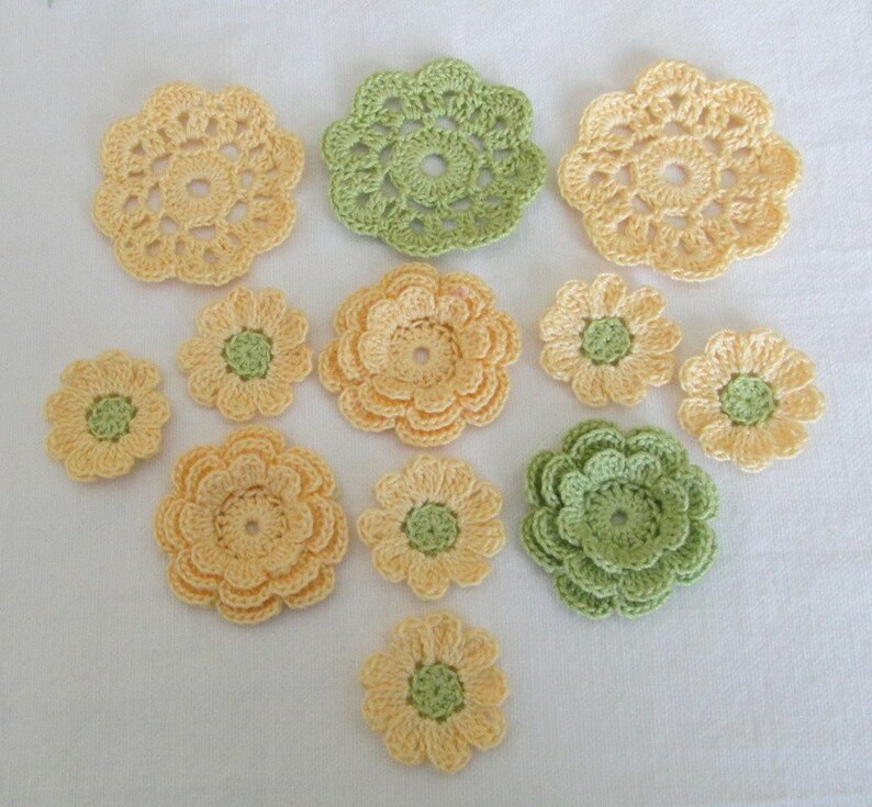 Crochet Flower Appliques Embellishments Variety set of Etsy