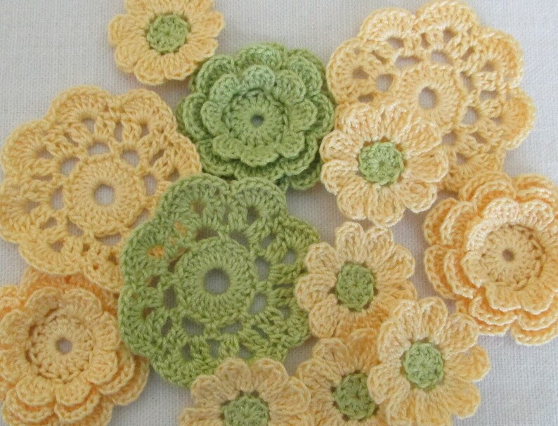 Crochet Flower Appliques Embellishments Variety set of Etsy