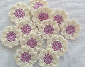 12 Tiny Crochet Flowers, Handmade, Craft Supplies