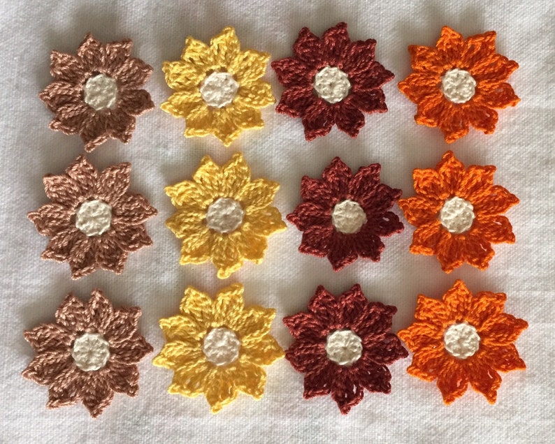 small flower appliques embellishments in fall colors set