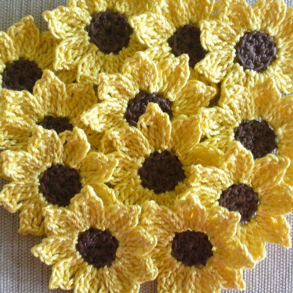 Sunflowers, Daisies, Small  Appliques, Embellishments - set of 12