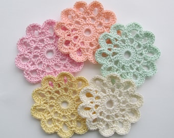 Small Crochet Doilies, Embellishments, Variety  - set of 5