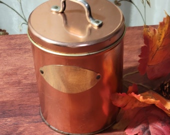 Vintage Metal Tea Canister  Kitchen Food Storage Retro Food Storage 1970s  Copper Color Replacement Canister