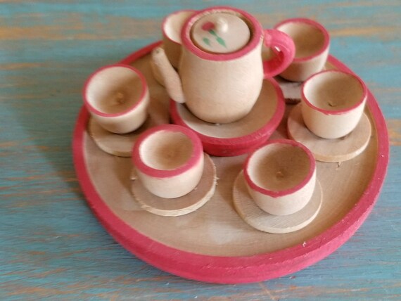 vintage wooden tea set