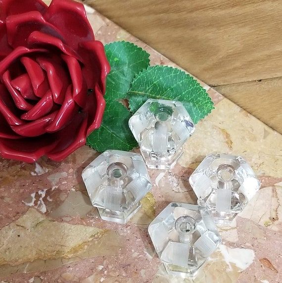 Vintage Drawer Knobs Lot of 4 Multi Faceted Glass Pulls or Etsy