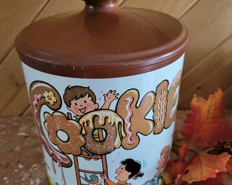 Cookie Canister Cheinco Housewares Metal Cookie Tin Jar Container Collectible Tin Photo Prop