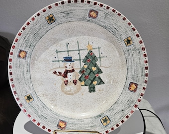 Vintage Gibson Dinner Plate Christmas Snowman Pattern