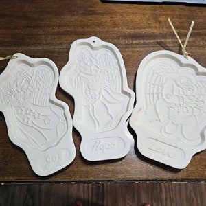 Lot of 3 Vintage Longaberger Pottery Clay Cookie Molds  All Angels 1990s Molds Vintage Baking Items #2