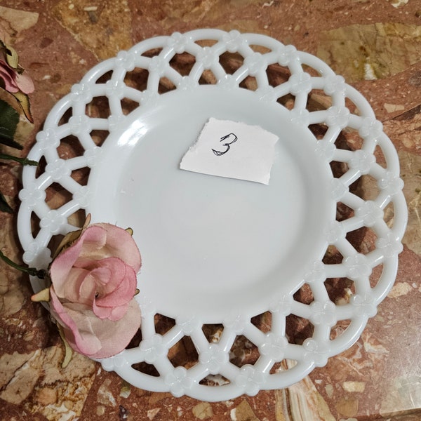 Vintage Milk Glass Salad Plate Westmoreland Forget Me Not Pattern