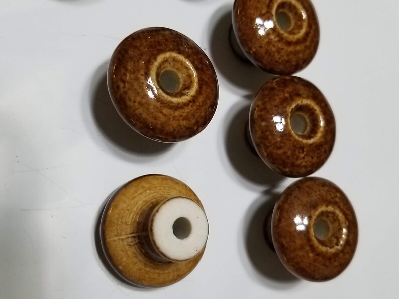 Vintage Drawer Knobs Lot of 7 Brown Ceramic Drawer Knobs No Etsy