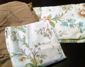 Vintage Twin Remix Sheets / Brown Plus Floral Design / Retro Bedding / Vintage Linens / Retro Remix Sheet Set