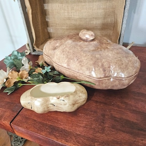 Vintage Potato Casserole Dish with Lid & Sour Cream Holder