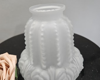 Vintage Glass Lamp Shade Floral Design Opaque Replacement Shade