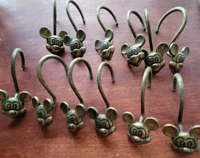 Metal Shower Hooks Set of 12 Mouse Hooks Vintage Bathroom Decor Shower ...