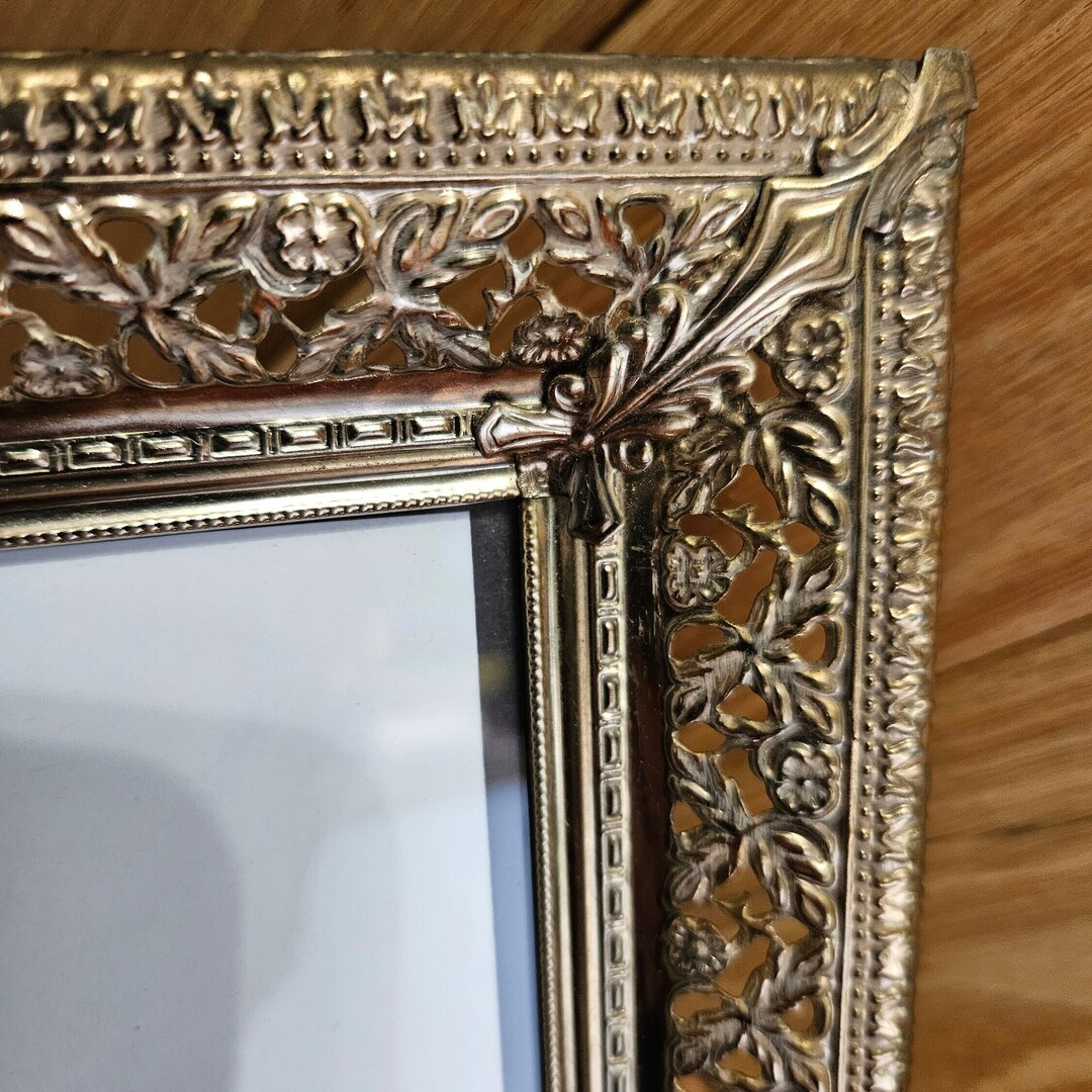 8x10 Metal Frame Substantial Gold Filigree With Slight Ivory Wash Free
