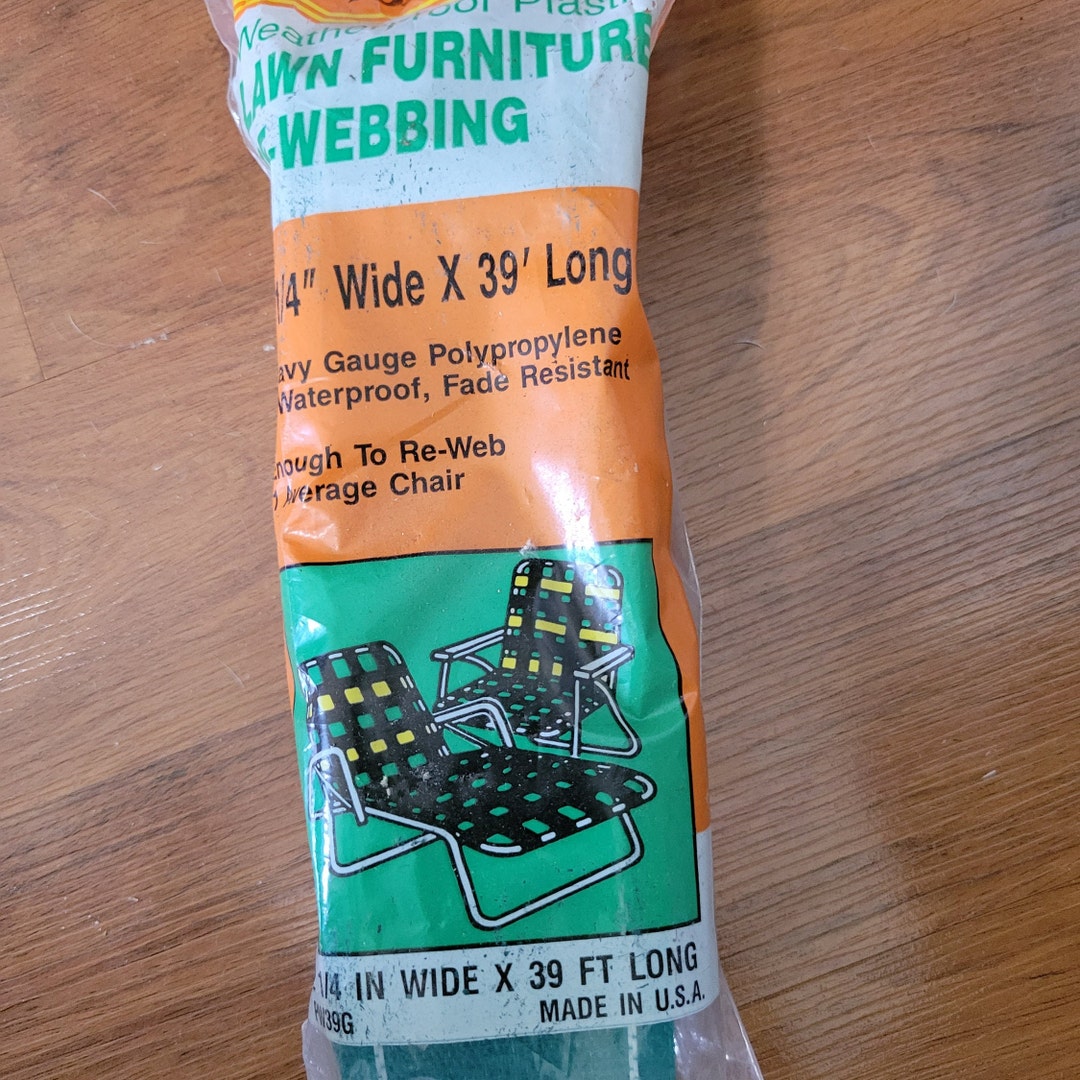 Vintage NOS Frost King Lawn Furniture Rewebbing Green White Stripes