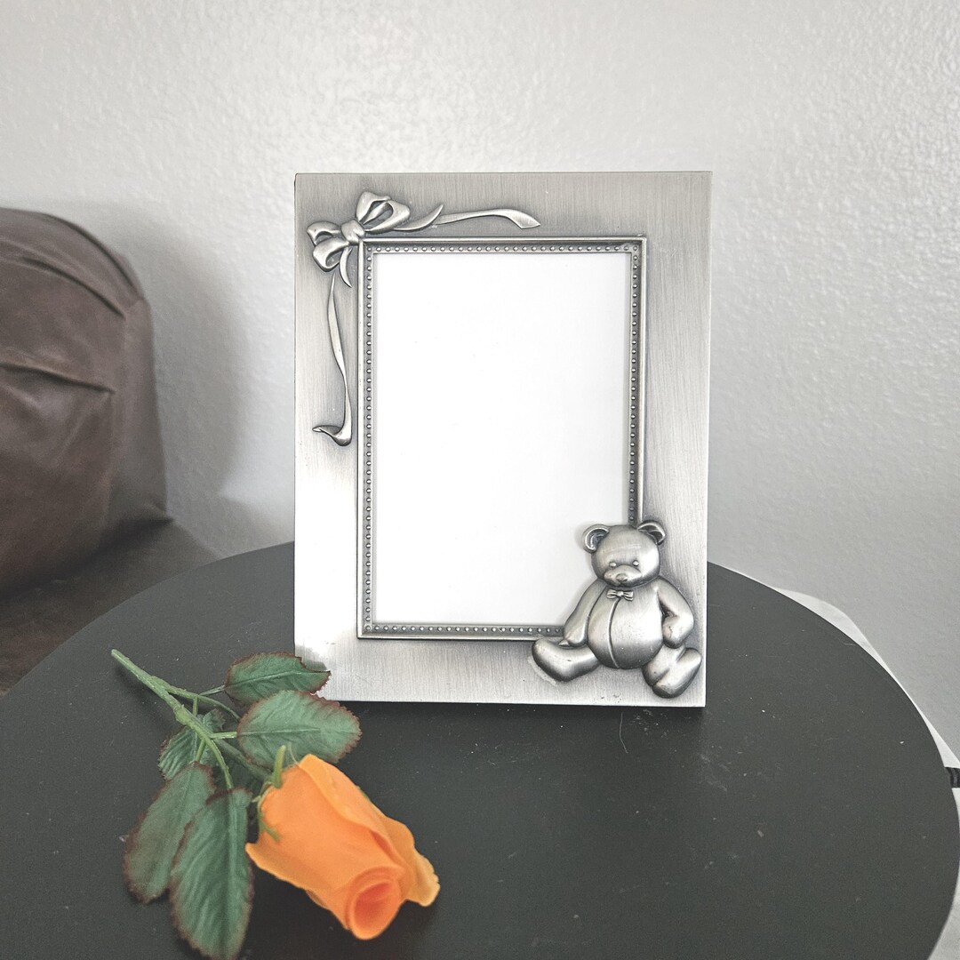 Small Vintage Silver Metal Frame Teddy Bear Design Burnes of Boston - Etsy