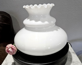 Vintage Milk Glass Lamp Shade: Fluted Edge Replacement