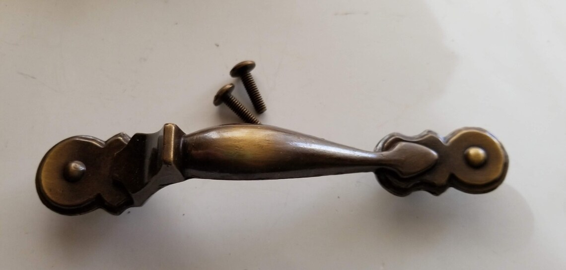 National Lock Vintage Drawer Pulls Brass Finish Ornate Pulls Etsy