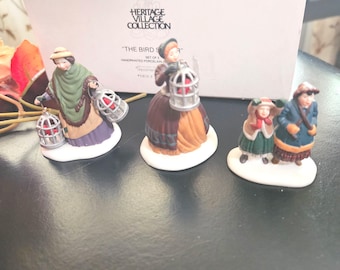 Department 56 Heritage Village Collection The Bird Seller Figurines Vintage Set of 3