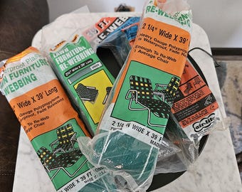 Vintage NOS Frost King Lawn Furniture Re-Webbing Green White Stripes Lot of 4